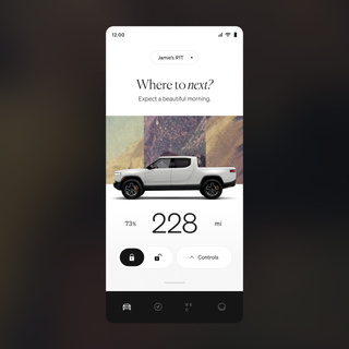 smartphone interface with Rivian truck
